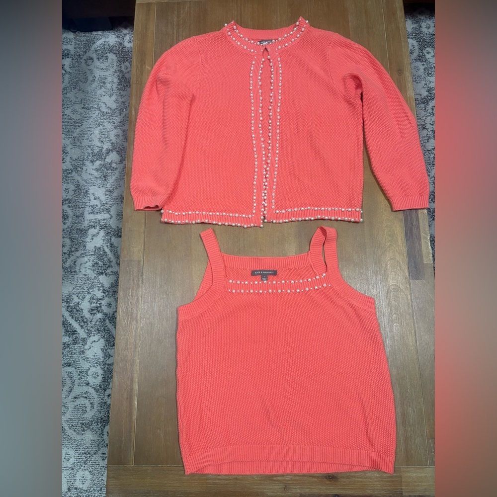 Kate & Mallory Coral Cardigan and Tank Set